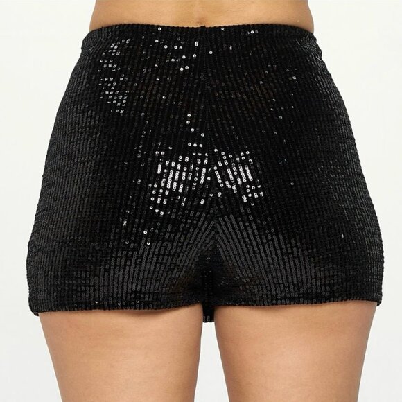 NWT Black Sequin Culotte Shorts – High-Waist | Party, Night Out Look (Sizes S–L) - Picture 3 of 3